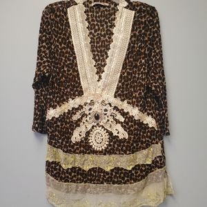 Hugging Kisses Leopard and Lace Blouse